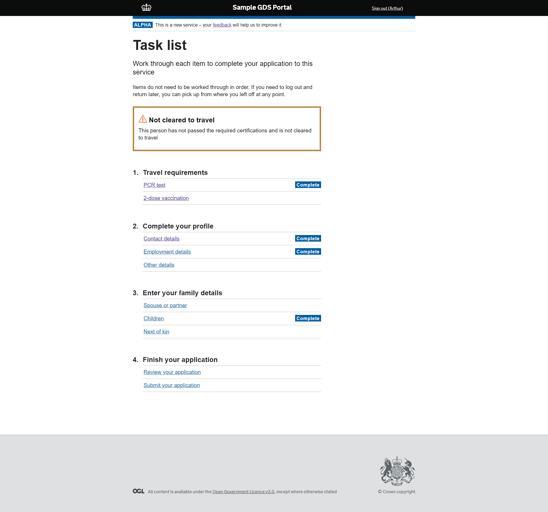 Sample Task List